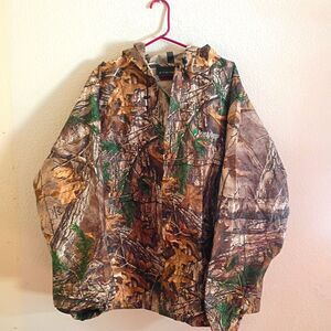 Frogg Toggs Realtree Camo Hooded Hunting Jacket Brown/Green/Beige Size XL l